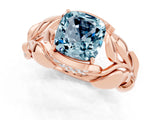Rose gold Cushion Cut Solitaire Leaf-Inspired Engagement Ring with Prong Setting_1