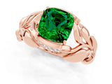 Rose gold Cushion Cut Solitaire Leaf-Inspired Engagement Ring with Prong Setting_1