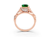 Rose gold Cushion Cut Solitaire Leaf-Inspired Engagement Ring with Prong Setting_3