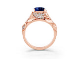 Rose gold Cushion Cut Solitaire Leaf-Inspired Engagement Ring with Prong Setting_3