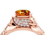 Rose gold Cushion Cut Solitaire Leaf-Inspired Engagement Ring with Prong Setting_4
