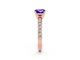 Rose gold Cushion Cut Solitaire Pave Diamond Engagement Ring with Four-Prong Setting_14