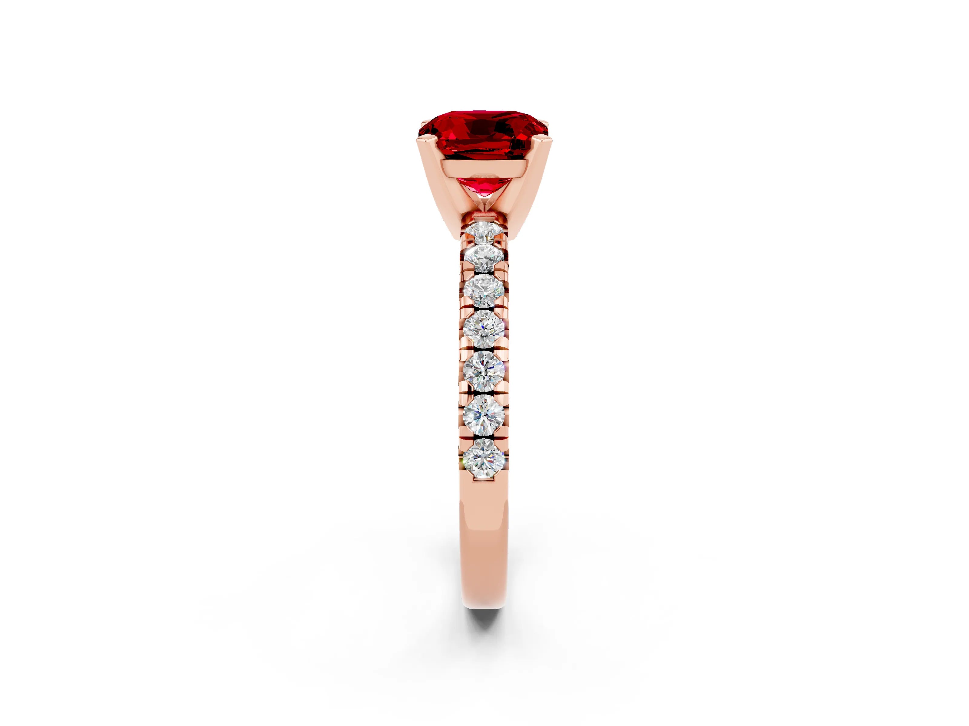 Rose gold Cushion Cut Solitaire Pave Diamond Engagement Ring with Four-Prong Setting_14