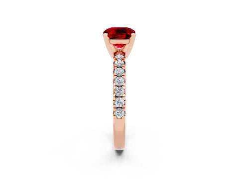 Rose gold Cushion Cut Solitaire Pave Diamond Engagement Ring with Four-Prong Setting_14