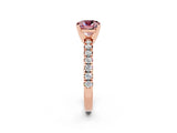 Rose gold Cushion Cut Solitaire Pave Diamond Engagement Ring with Four-Prong Setting_14