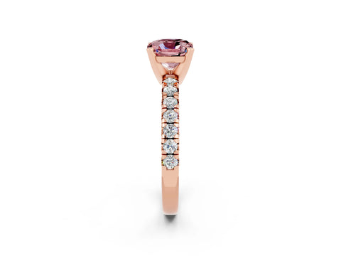 Rose gold Cushion Cut Solitaire Pave Diamond Engagement Ring with Four-Prong Setting_14