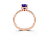 Rose gold Cushion Cut Solitaire Pave Diamond Engagement Ring with Four-Prong Setting_15