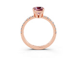 Rose gold Cushion Cut Solitaire Pave Diamond Engagement Ring with Four-Prong Setting_15