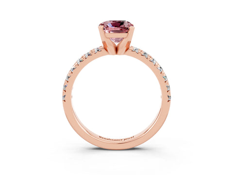 Rose gold Cushion Cut Solitaire Pave Diamond Engagement Ring with Four-Prong Setting_15