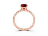 Rose gold Cushion Cut Solitaire Pave Diamond Engagement Ring with Four-Prong Setting_15