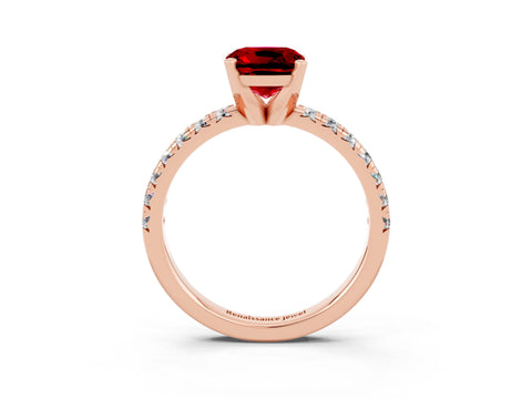 Rose gold Cushion Cut Solitaire Pave Diamond Engagement Ring with Four-Prong Setting_15