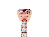 Rose gold Cushion Cut Solitaire Pave Diamond Engagement Ring with Four-Prong Setting_17