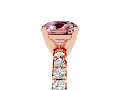 Rose gold Cushion Cut Solitaire Pave Diamond Engagement Ring with Four-Prong Setting_17