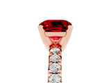 Rose gold Cushion Cut Solitaire Pave Diamond Engagement Ring with Four-Prong Setting_17