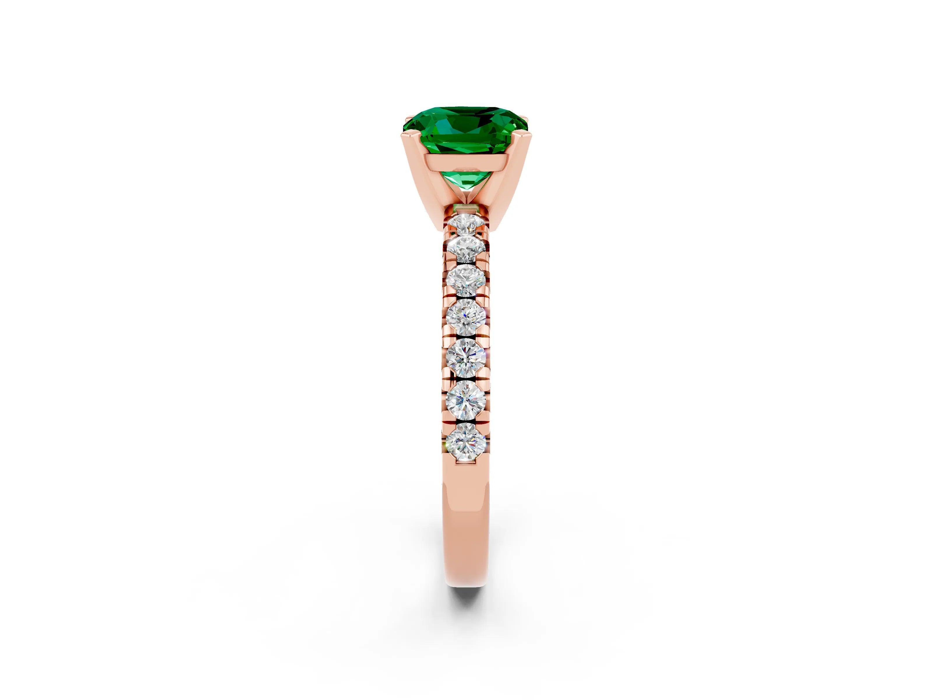 Rose gold Cushion Cut Solitaire Pave Diamond Engagement Ring with Four-Prong Setting_2
