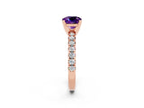 Rose gold Cushion Cut Solitaire Pave Diamond Engagement Ring with Four-Prong Setting_2
