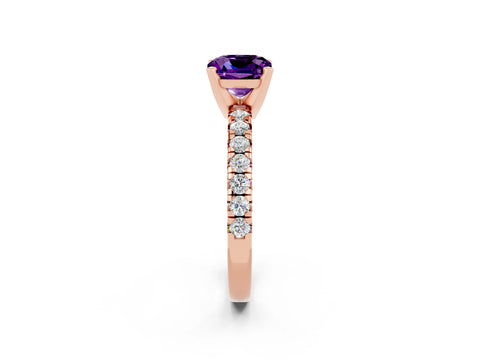 Rose gold Cushion Cut Solitaire Pave Diamond Engagement Ring with Four-Prong Setting_2