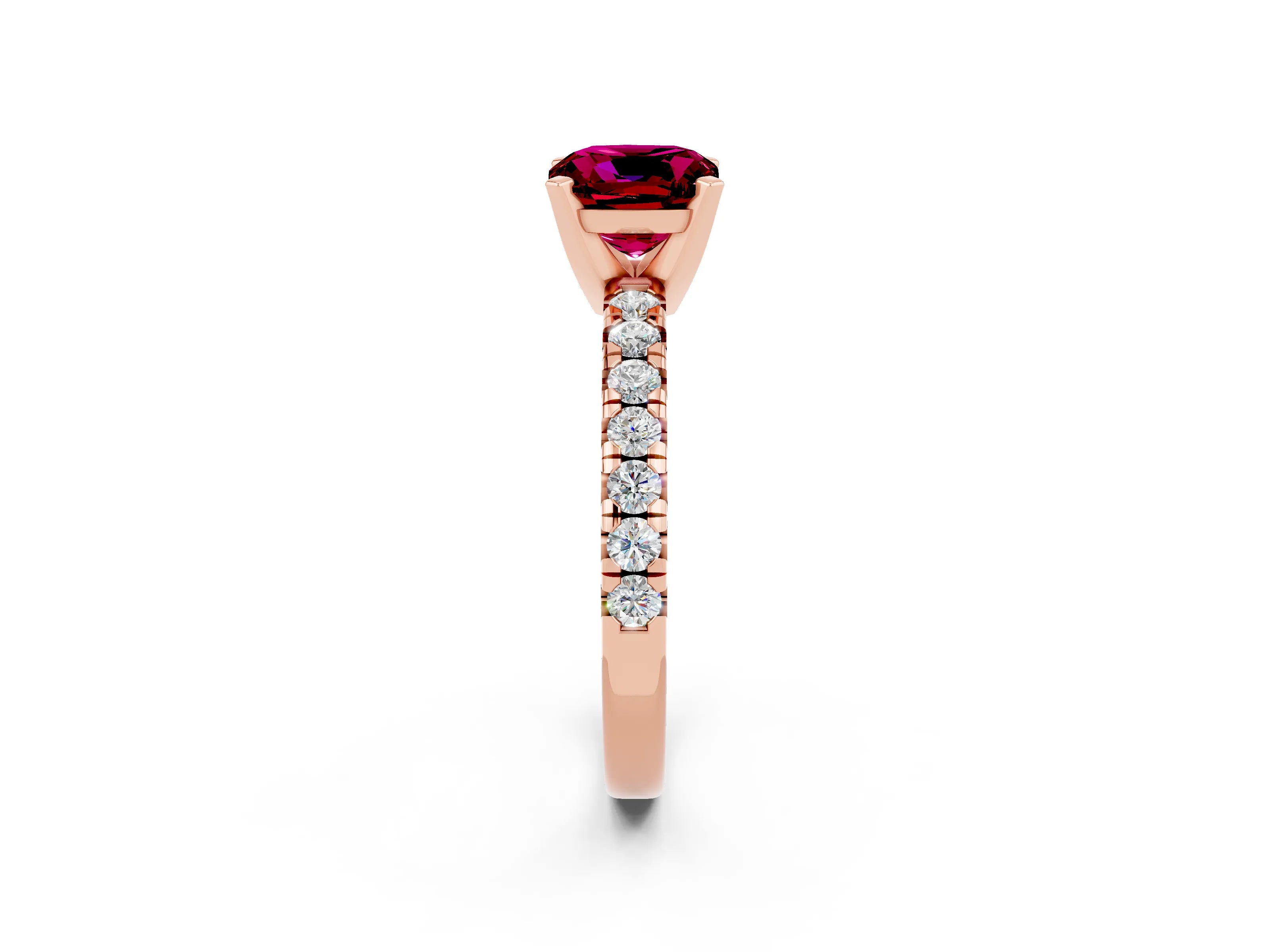 Rose gold Cushion Cut Solitaire Pave Diamond Engagement Ring with Four-Prong Setting_2