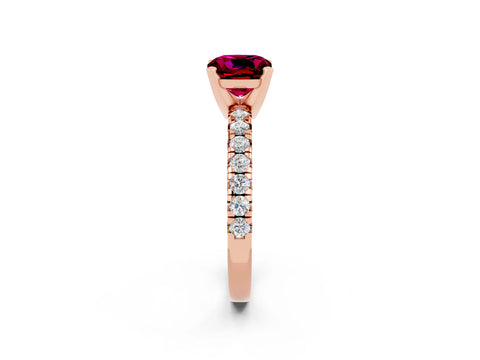 Rose gold Cushion Cut Solitaire Pave Diamond Engagement Ring with Four-Prong Setting_2
