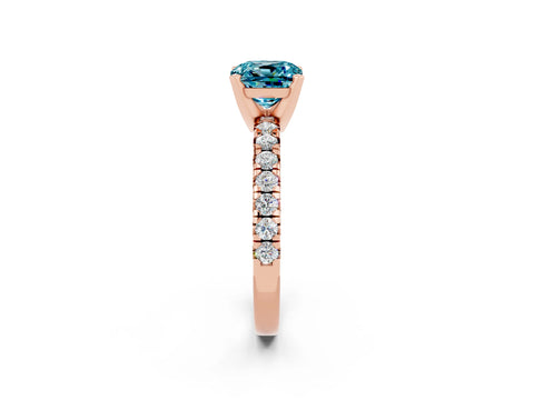 Rose gold Cushion Cut Solitaire Pave Diamond Engagement Ring with Four-Prong Setting_2