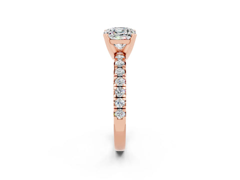 Rose gold Cushion Cut Solitaire Pave Diamond Engagement Ring with Four-Prong Setting_2