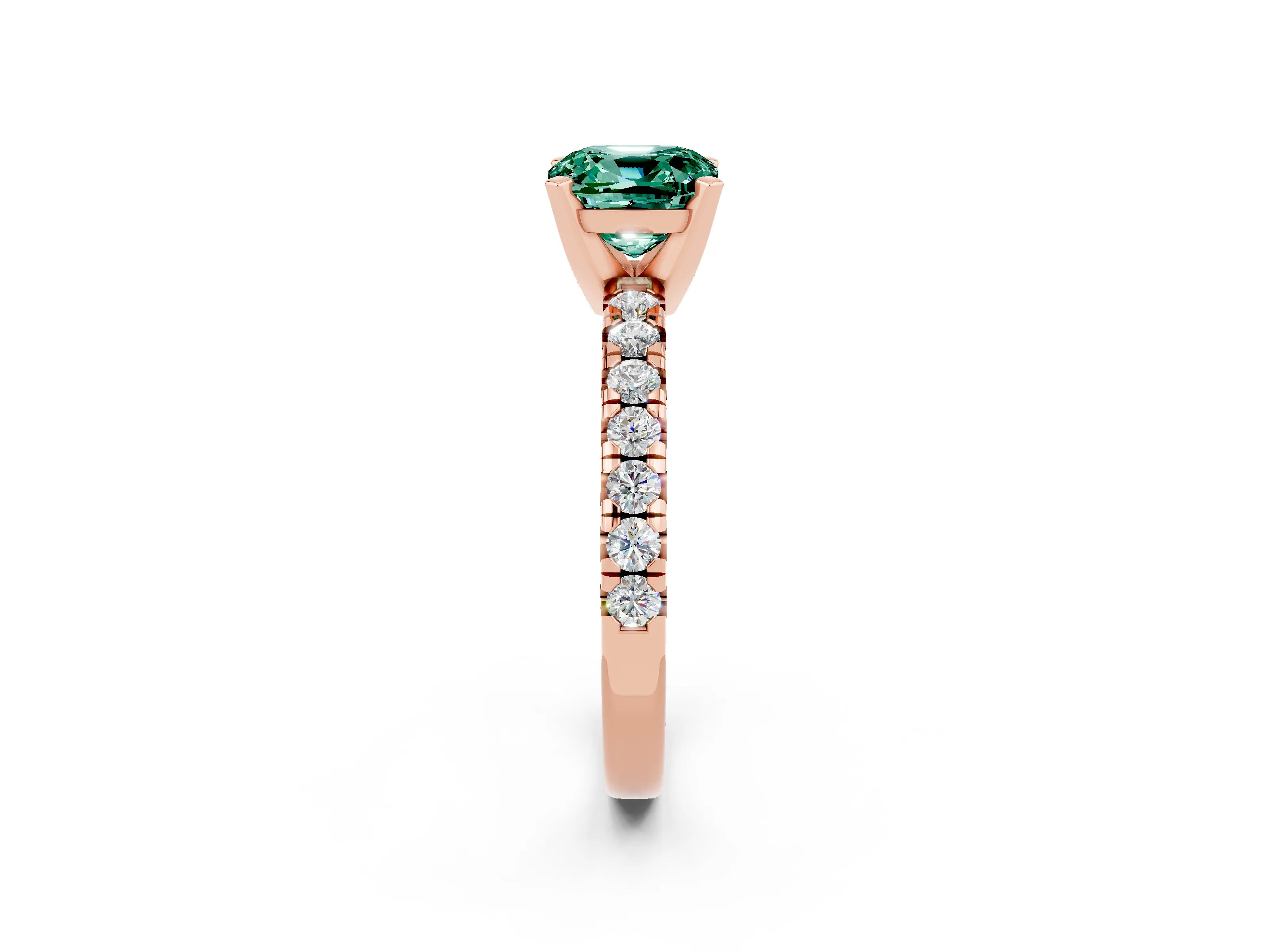 Rose gold Cushion Cut Solitaire Pave Diamond Engagement Ring with Four-Prong Setting_2