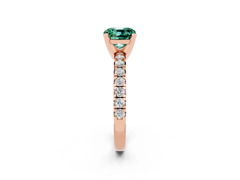 Rose gold Cushion Cut Solitaire Pave Diamond Engagement Ring with Four-Prong Setting_2