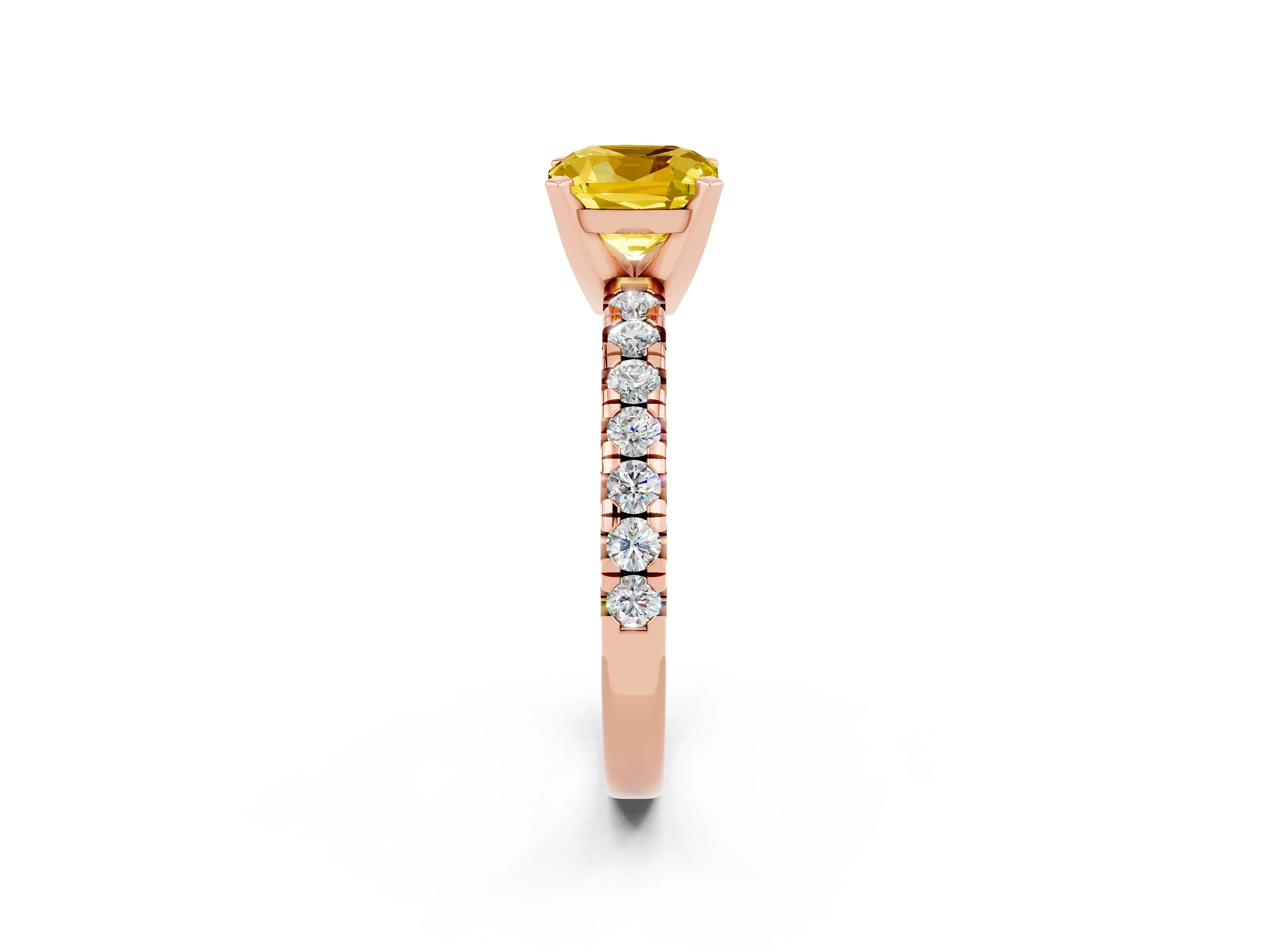 Rose gold Cushion Cut Solitaire Pave Diamond Engagement Ring with Four-Prong Setting_2