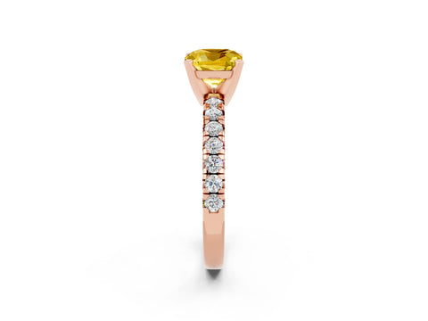 Rose gold Cushion Cut Solitaire Pave Diamond Engagement Ring with Four-Prong Setting_2