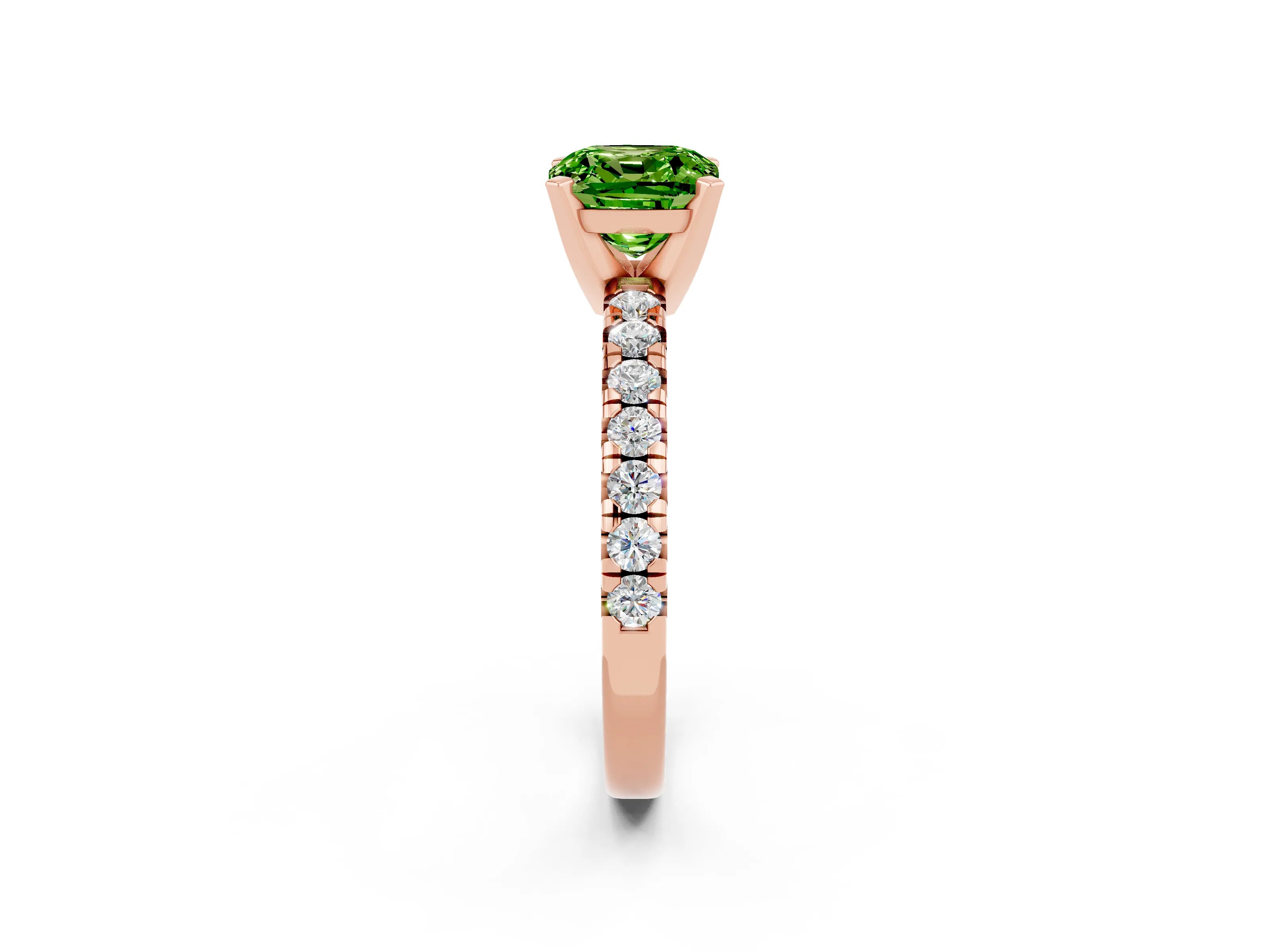 Rose gold Cushion Cut Solitaire Pave Diamond Engagement Ring with Four-Prong Setting_2