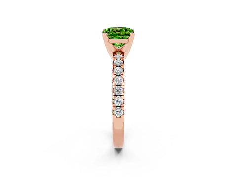 Rose gold Cushion Cut Solitaire Pave Diamond Engagement Ring with Four-Prong Setting_2