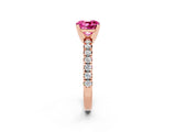 Rose gold Cushion Cut Solitaire Pave Diamond Engagement Ring with Four-Prong Setting_2