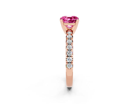 Rose gold Cushion Cut Solitaire Pave Diamond Engagement Ring with Four-Prong Setting_2