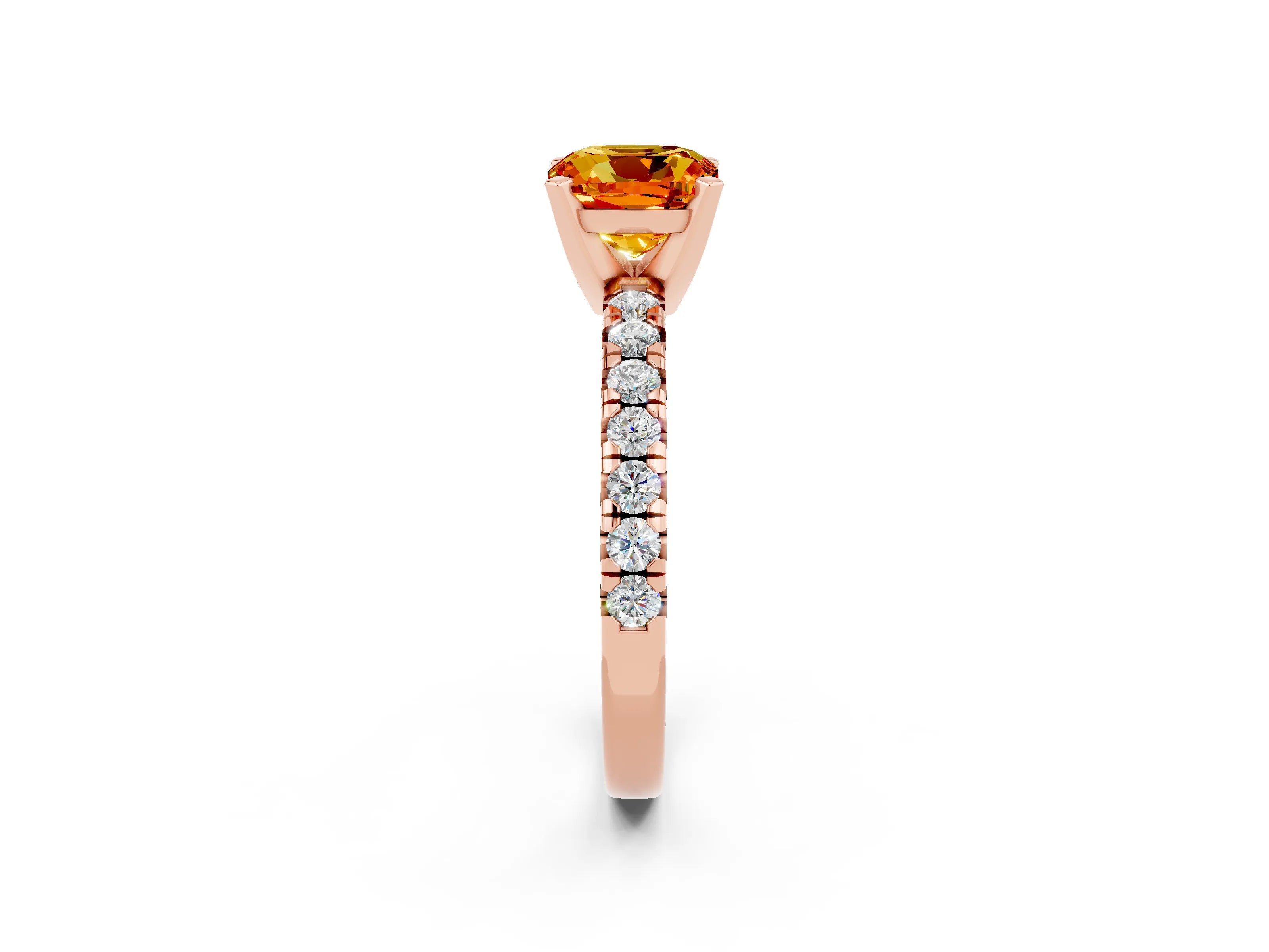 Rose gold Cushion Cut Solitaire Pave Diamond Engagement Ring with Four-Prong Setting_2