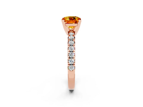 Rose gold Cushion Cut Solitaire Pave Diamond Engagement Ring with Four-Prong Setting_2