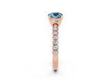 Rose gold Cushion Cut Solitaire Pave Diamond Engagement Ring with Four-Prong Setting_2