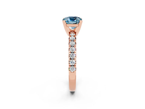 Rose gold Cushion Cut Solitaire Pave Diamond Engagement Ring with Four-Prong Setting_2