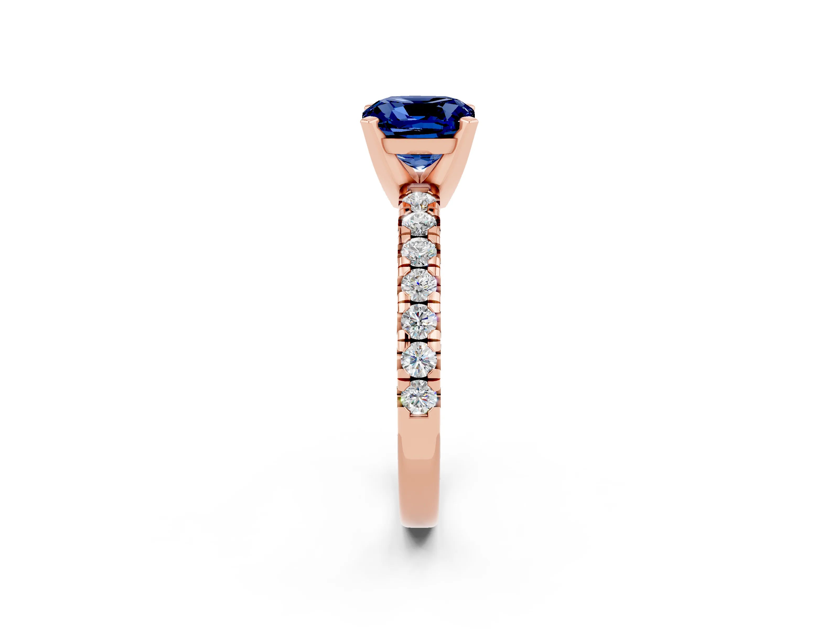 Rose gold Cushion Cut Solitaire Pave Diamond Engagement Ring with Four-Prong Setting_2