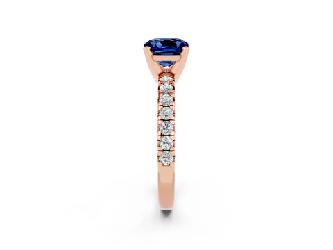 Rose gold Cushion Cut Solitaire Pave Diamond Engagement Ring with Four-Prong Setting_2