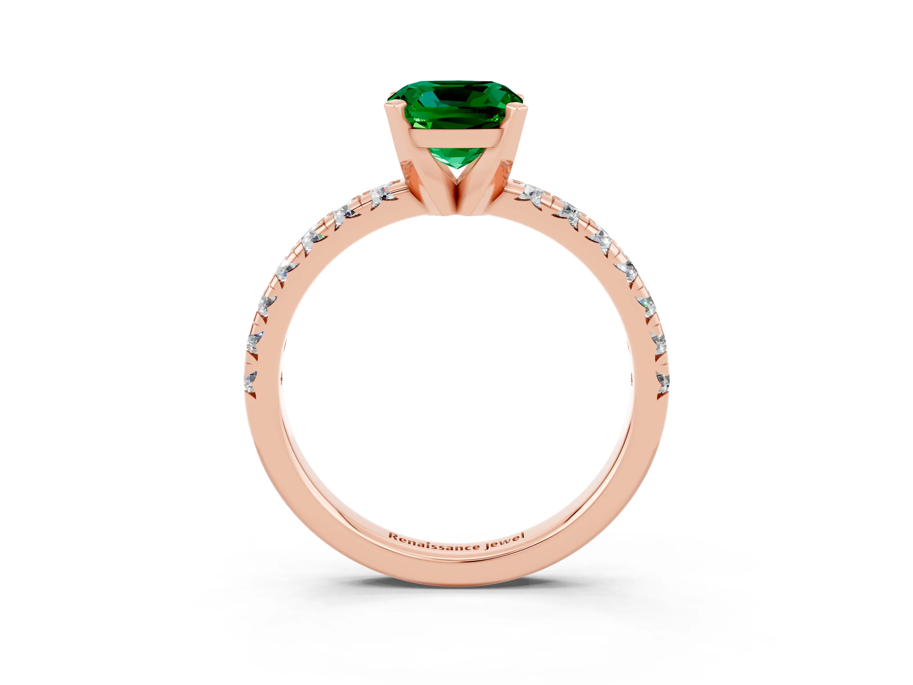 Rose gold Cushion Cut Solitaire Pave Diamond Engagement Ring with Four-Prong Setting_3