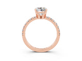Rose gold Cushion Cut Solitaire Pave Diamond Engagement Ring with Four-Prong Setting_3