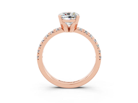 Rose gold Cushion Cut Solitaire Pave Diamond Engagement Ring with Four-Prong Setting_3