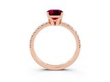 Rose gold Cushion Cut Solitaire Pave Diamond Engagement Ring with Four-Prong Setting_3
