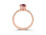 Rose gold Cushion Cut Solitaire Pave Diamond Engagement Ring with Four-Prong Setting_3
