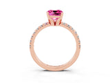 Rose gold Cushion Cut Solitaire Pave Diamond Engagement Ring with Four-Prong Setting_3