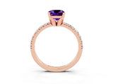 Rose gold Cushion Cut Solitaire Pave Diamond Engagement Ring with Four-Prong Setting_3