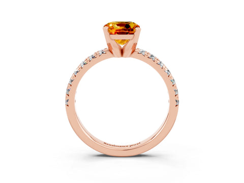 Rose gold Cushion Cut Solitaire Pave Diamond Engagement Ring with Four-Prong Setting_3