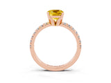 Rose gold Cushion Cut Solitaire Pave Diamond Engagement Ring with Four-Prong Setting_3
