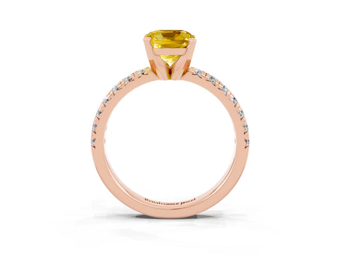 Rose gold Cushion Cut Solitaire Pave Diamond Engagement Ring with Four-Prong Setting_3