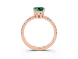 Rose gold Cushion Cut Solitaire Pave Diamond Engagement Ring with Four-Prong Setting_3